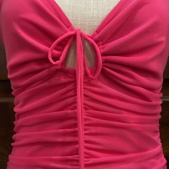 Cotton Candy Pink Ruched Mini Dress for Night Out - Picture 5 of 6